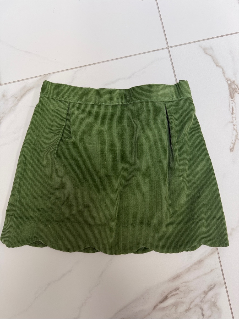bella bliss Olive Green Corduroy Scallop Hem Skirt girls size 4